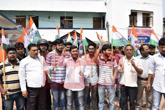 TMC, Congress youths protest at Agartala 